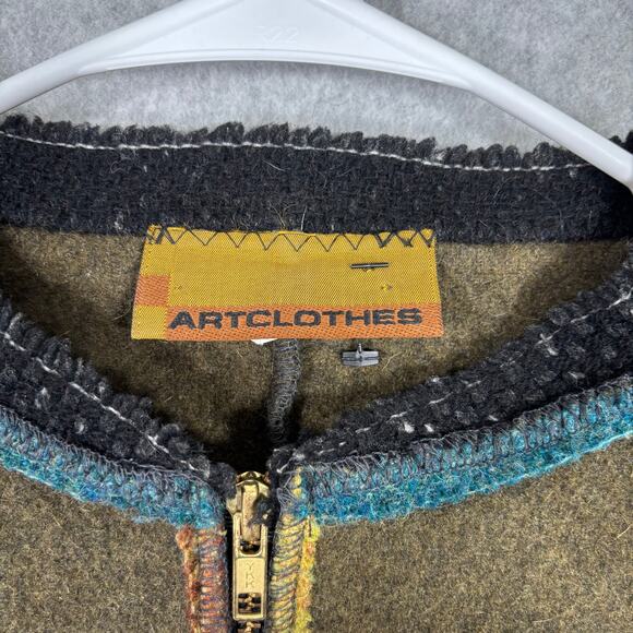 Artclothes Cardigan XS Boiled Felted Applique Fuzzy Patchwork Artsy Crafty Wear - Picture 7 of 16
